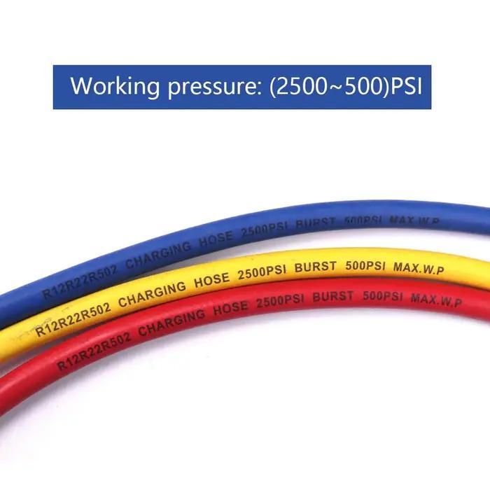 Jeu de tuyaux de chargement de réfrigérant, 3M/118 pouces, 3 pièces (2500 ~ 500) PSI AC, convient à