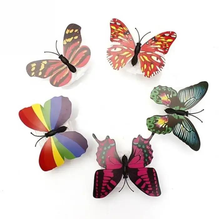 2/1 pièces LED coloré papillon veilleuse bricolage LED réfrigérateur aimant fête mariage salon chambre
