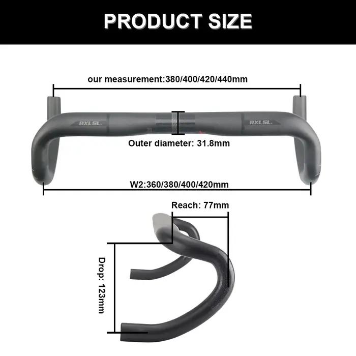 RXL SL-Guidon de vélo de route en carbone, diamètre 31.8mm, UD 256 380/400/420/440mm