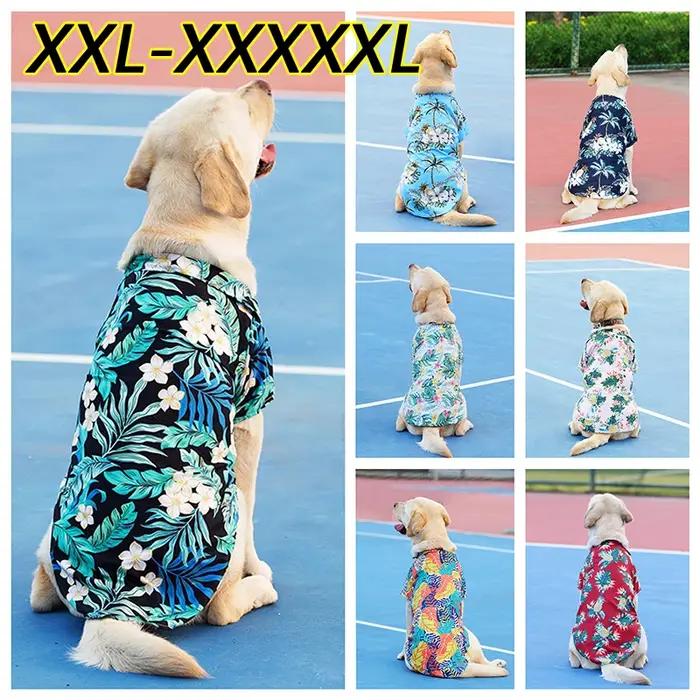 Chemise à fleurs hawaïennes pour grands chiens Teddy Golden Retriever Labrador vêtements de vacances hivernales été ocassions spéciales