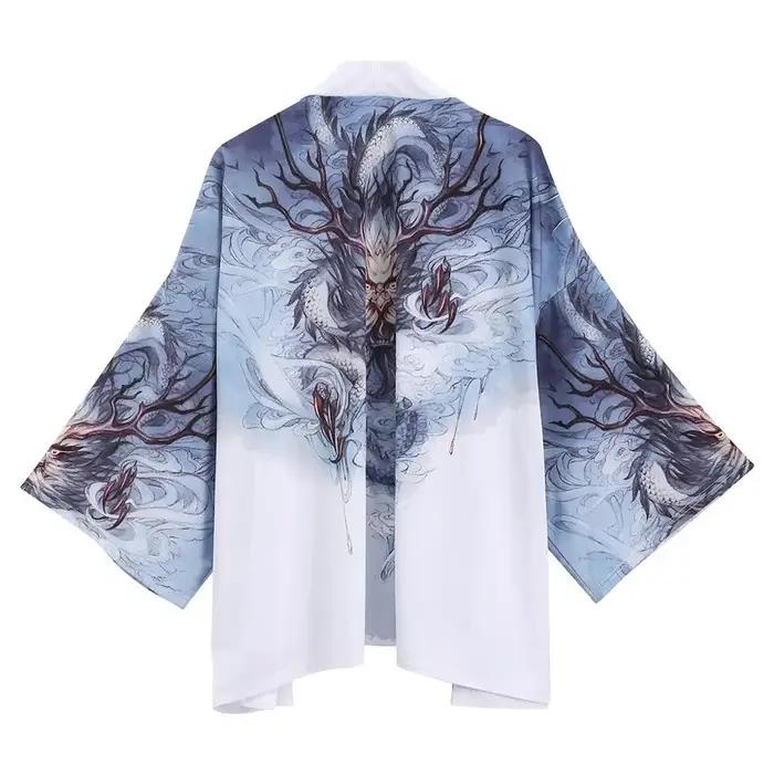 Kimono vintage traditionnel japonais pour hommes et femmes, cardigan samouraï yukata, vêtements de rue quotidiens de haute qualité polyester pour printemps été automne