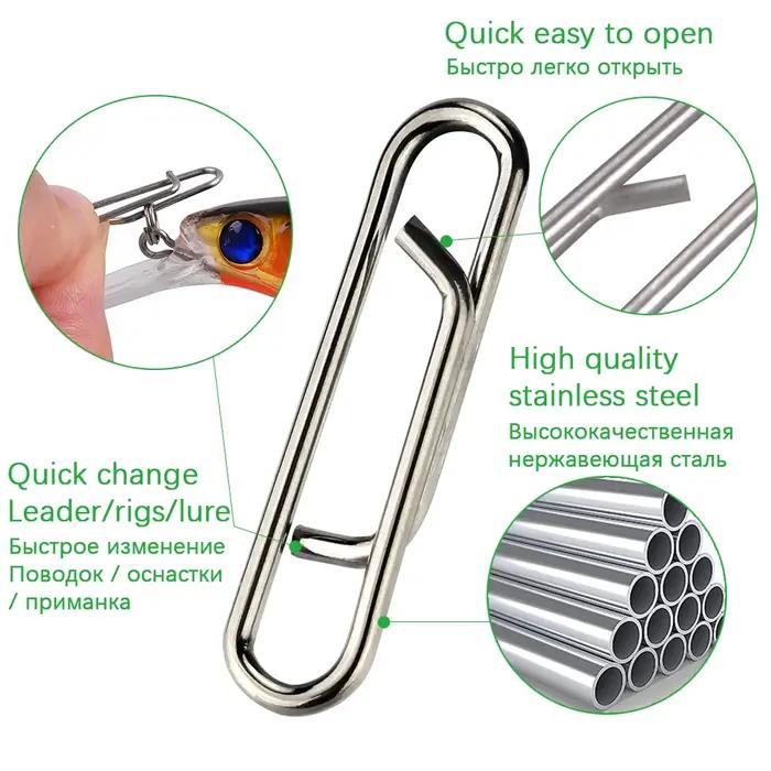 DNDYUJU 30 pièces verrouillage de pêche joli Snap Clips rapides baril de pêche en acier inoxydable p