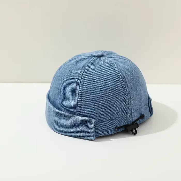 Casquette melon en denim bleu pour enfants, chapeau sans bord pour bébé breton, bonnet de proximité