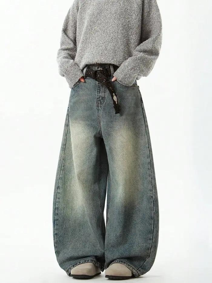 Vêtements pour hommes bleu pantalon en jean à jambes larges