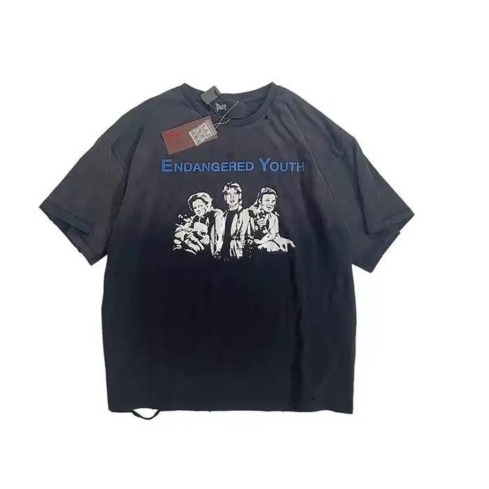 T-shirt délavé noir style urbain 26SS pour homme et femme – Qualité supérieure