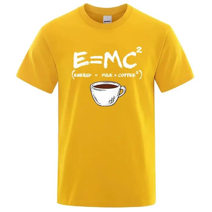 T-shirt d'été pour hommes 100% coton décontracté drôle énergie = lait + café imprimé