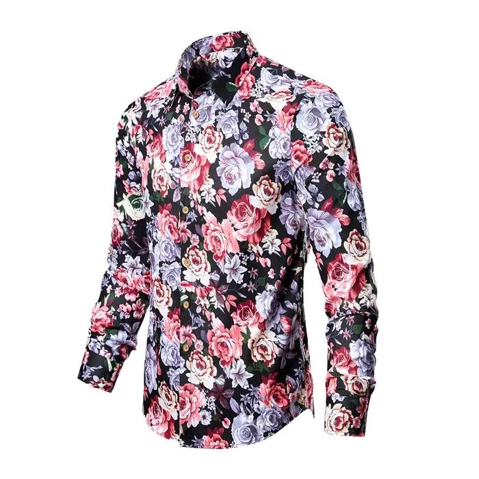 Chemise homme décontractée en coton vintage à fleurs pour printemps et automne ocassions spéciales