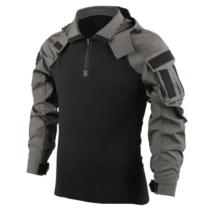 Chemises de randonnée camouflage Combat T-Shirt à capuche hommes chemise tactique Airsoft Paintball coton vêtements de chasse résistant à l'usure