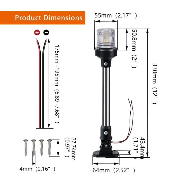 Feu d'ancrage pliable LED, lampe de signalisation de voile pour Marine, accessoires de Yacht de bate