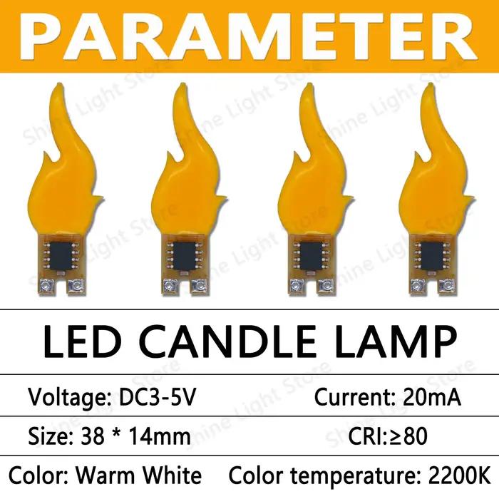 DC3-5V Led Cob Flash bougies Edison flamme LED Filament Diode fête d'anniversaire décoration ampoule