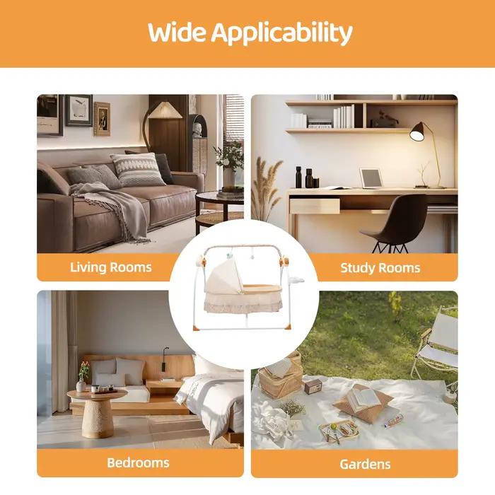 Berceau électrique pour bébé, 5 vitesses de balancement, berceuses Bluetooth, pliable, portable, cap