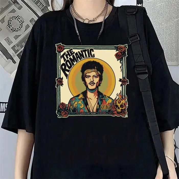 T-shirt graphique Bruno Mars The Romantic Tour décontracté en modal pour femmes et hommes occasions spéciales partis et événements