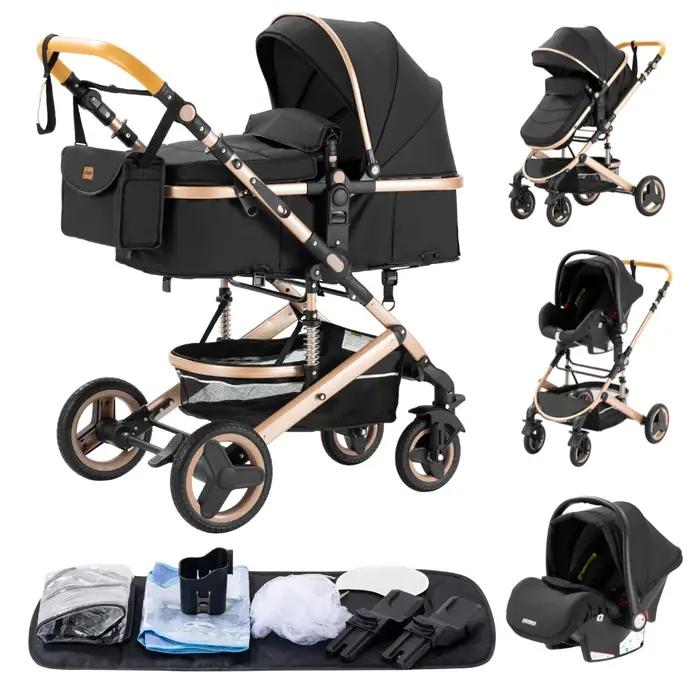 Poussette multifonction 3 en 1 avec siège auto et panier de couchage