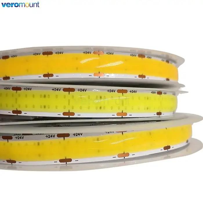 Bande lumineuse LED COB double nucléoFlexible, haute luminosité, DC 12V, 24V, 624 gible/m, 616 gible