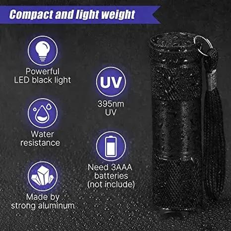 Lampe de poche à lumière noire UV 395nm, lampe de poche ultraviolette portative, détecteur de lumièr