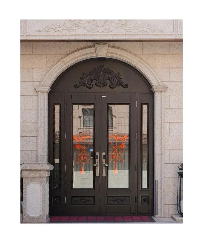 Porte d'entrée coulissante de luxe intelligente, écran de sécurité en fer forgé, porte de clôture ex