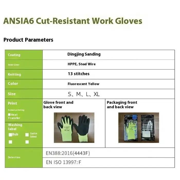 Gants coupe-stab résistance A6 avec fils acier - Protection mains travaux extérieurs et sécurité