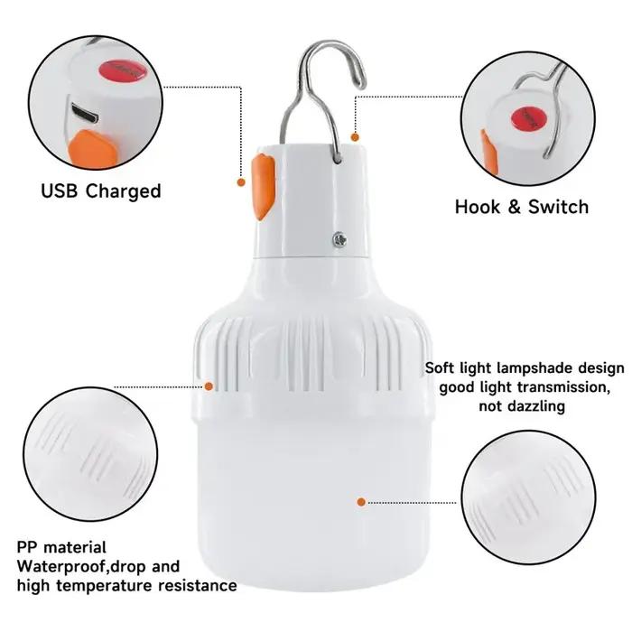 Ampoule LED d'extérieur, lampe Mobile Rechargeable par USB, Super lumineuse, Portable, pour tente, m