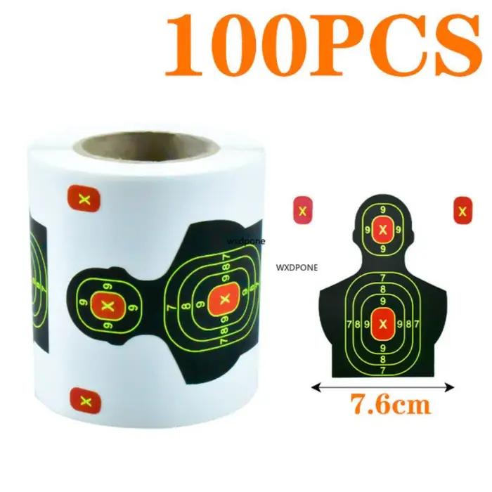 100 cibles autocollantes réactives aux impacts de balle, par rouleau, 7,50 cm, couleurs variées, pou