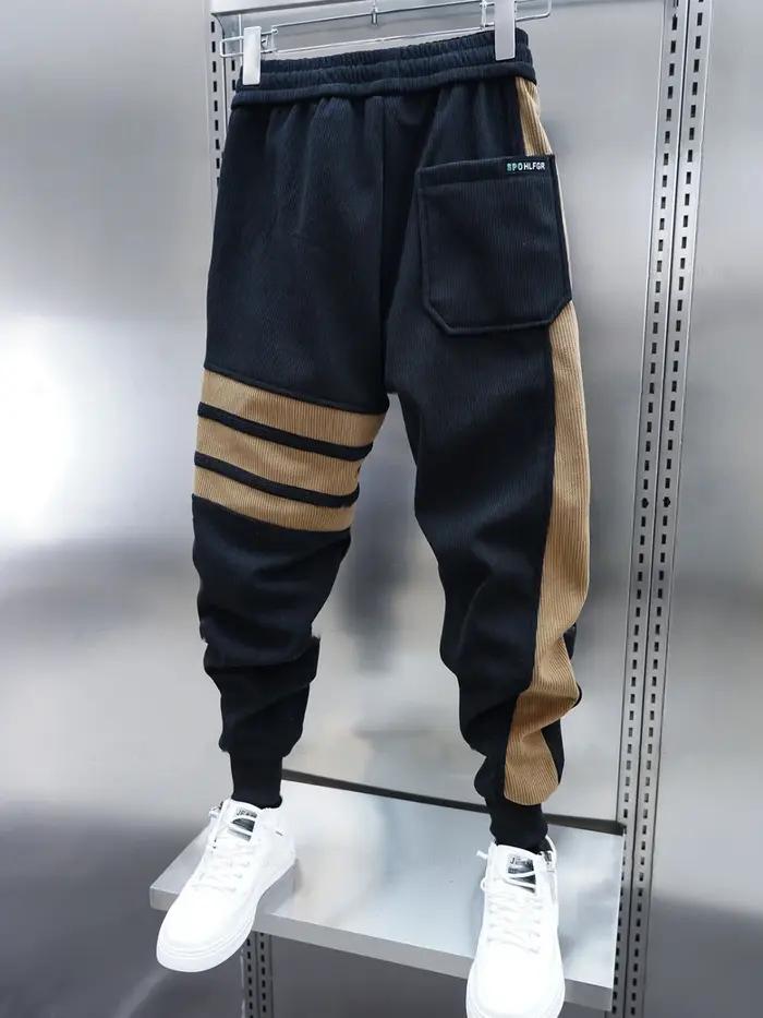 Pantalon harem patchwork rayé homme - Style streetwear décontracté luxe jogger sweatpants