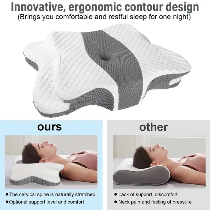 Oreiller mémoire cervical ergonomique à rebond lent - Coussin sommeil froid pour nuque et cervicales