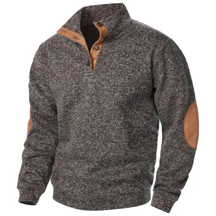 Pull tricoté décontracté à manches longues et col montant pour homme