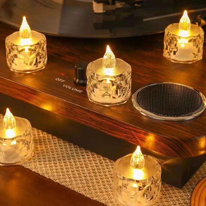 Bougie LED sans flamme, bougie en cristal, coque transparente, lampe de nuit électronique, fête de r