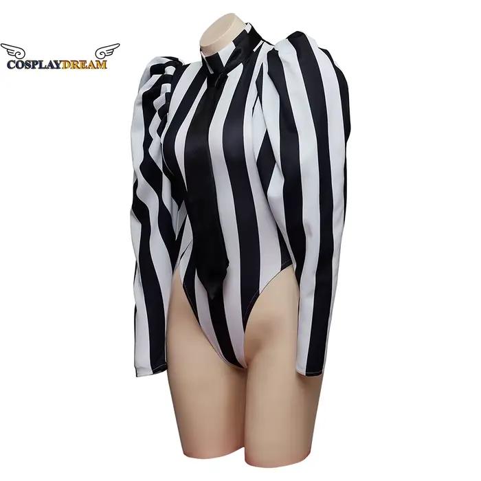 Combinaison Victoria Slim Striped pour femme, manches longues, barboteuse de batterie, costume de co