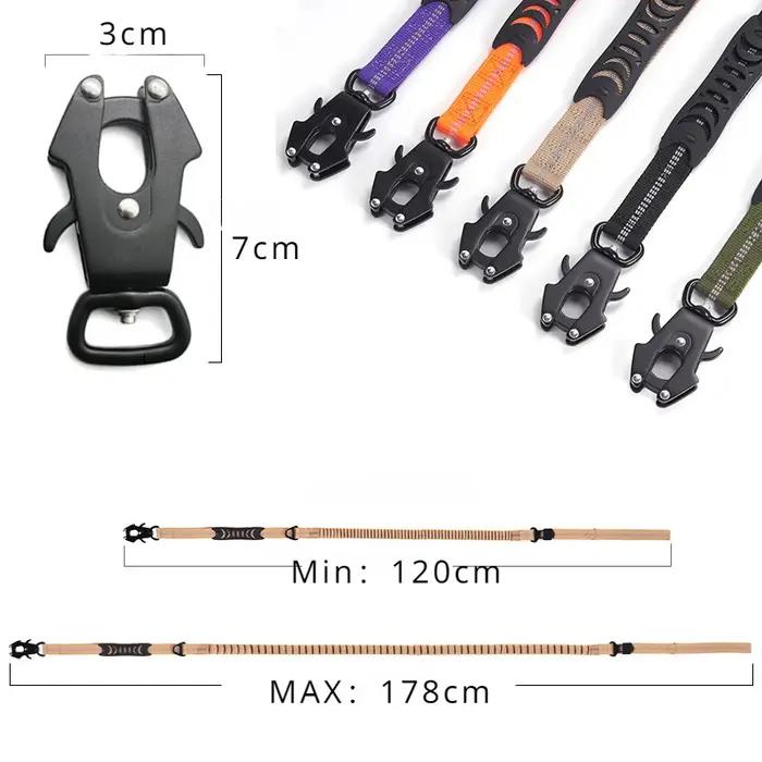 Laisse réfléchissante robuste pour chiens de grande taille élastique avec système de bungee sans traction pour promenades nocturnes et sécurisées