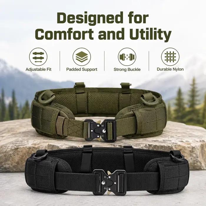 Ceinture tactique nylon MOLLE boucle métal équipement chasse sports outdoor résistante
