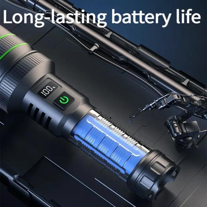 Lanterne à lumière forte, lampe de poche LED haute puissance, Rechargeable par USB, torche tactique