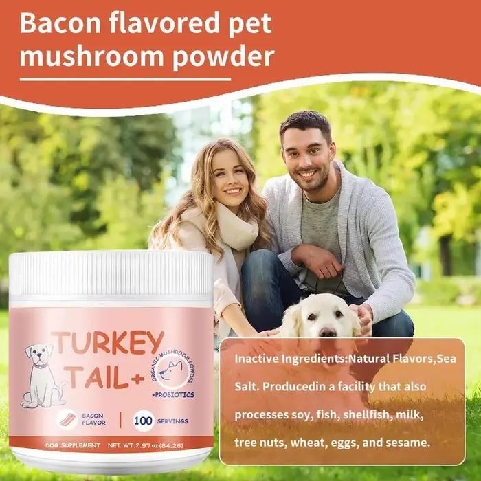 1/2/3PCS Poudre de champignon pour animaux de compagnie au goût de bacon Ingrédient naturel de haute qualité Stimulant d'appétit pour les chats et les chiens difficiles à nourrir Nutrition quotidienne