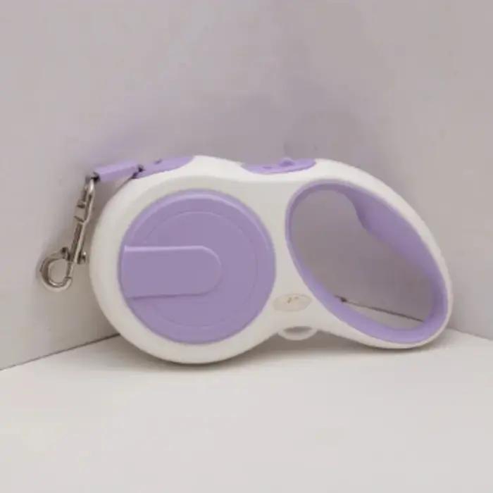 Laisse rétractable automatique en nylon robuste pour chien avec corde extensible pour courses et promenades en extérieur couleurs rose violet noir