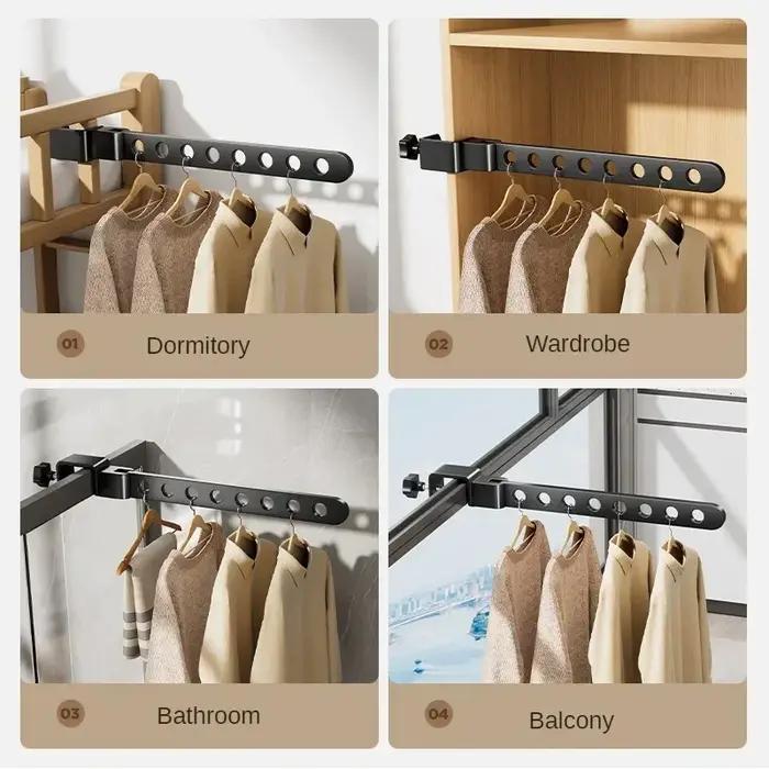 Porte-vêtements noir pliable et rotatif