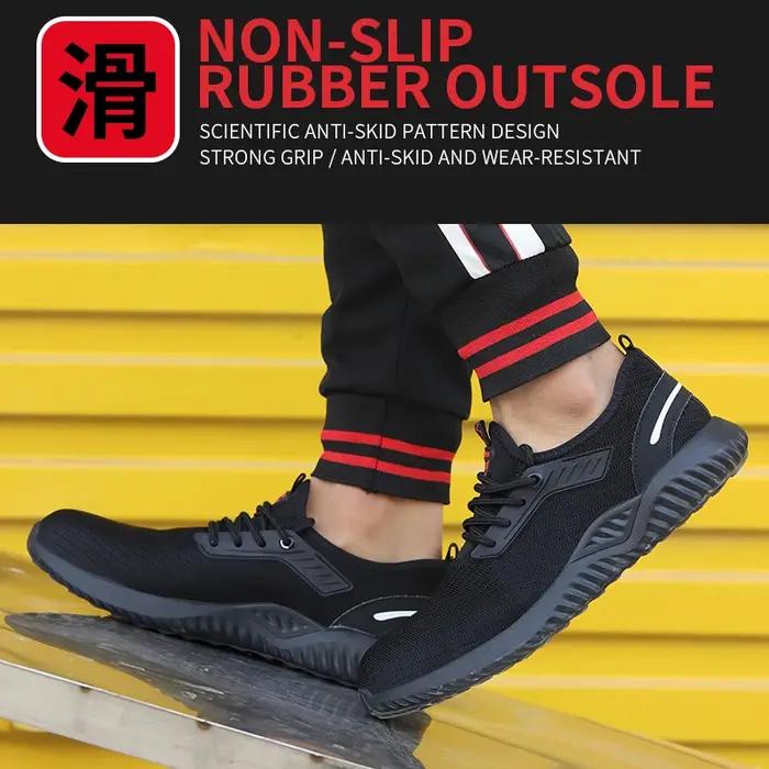 Chaussures de sécurité robustes et légères avec embout en acier pour hommes anti-écrasement et anti-perforation pour le travail et les occasions spéciales