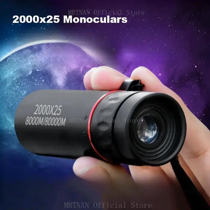 Monoculaire portable HD 2000x25 avec support téléphone pour observation oiseaux chasse camping