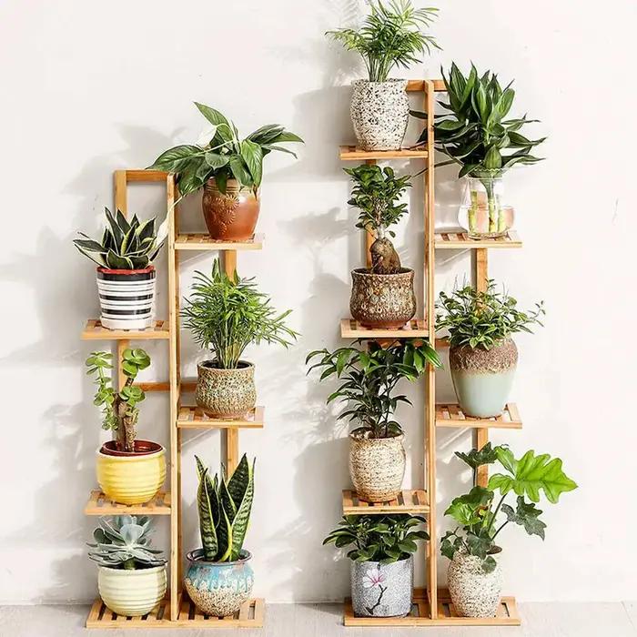 Étagère à fleurs en bambou 6 niveaux pour plantes et décorations intérieures occasion spéciale