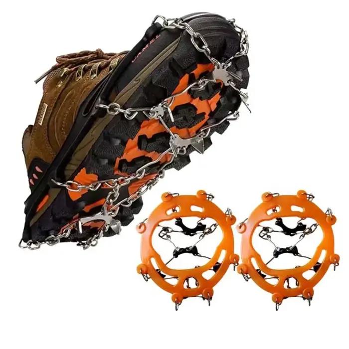 Pinces à glace en acier inoxydable 8 dents pour chaussures antidérapantes randonnée hiver occasions spéciales femmes hommes登山徒步防滑冰爪钢链攀爬