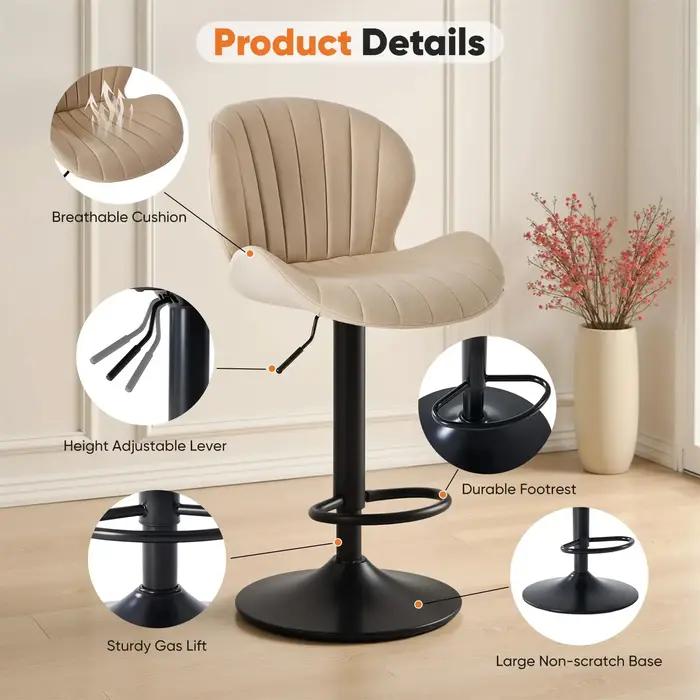 JHK Ergonomique Moderne 360 ° Ensemble de 2 chaises de salle à manger pivotantes, chaises de cuisi