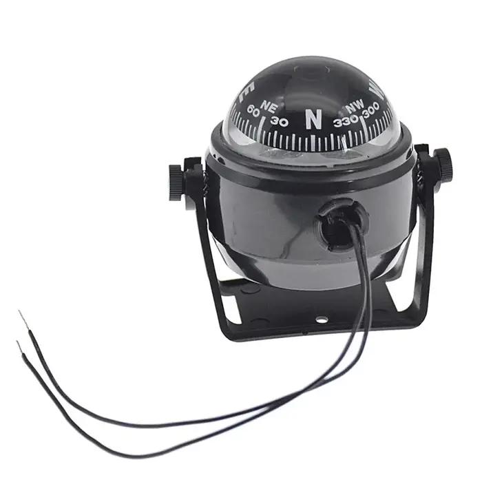 Boussole de bateau avec lumière LED électronique, boussole nautique étanche, pivotante en mer, marine pour le positionnement de la navigation marine