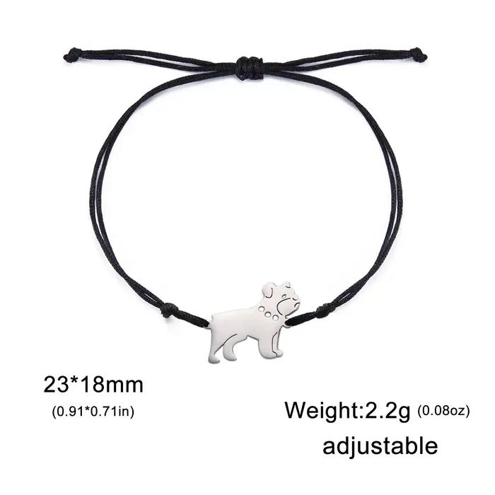 Bracelet à breloques en acier inoxydable pour femmes et enfants, bijoux bouledogue, animal de compag