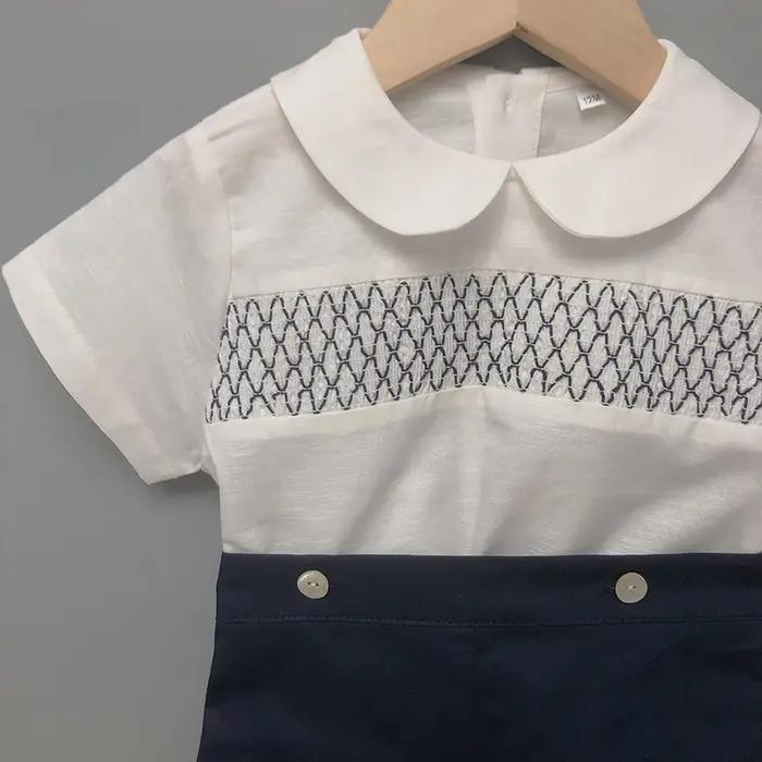 Ensemble de Boutique pour enfants, 2 pièces, smocks espagnol, en coton et lin, costume à manches cou