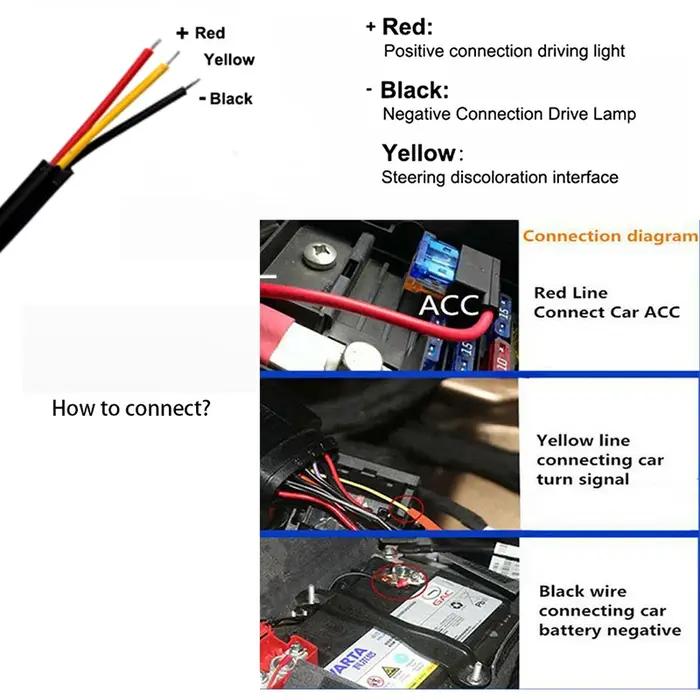 2 pièces LED DRL voiture feux de jour bande Flexible étanche phares automatiques blanc clignotant ja