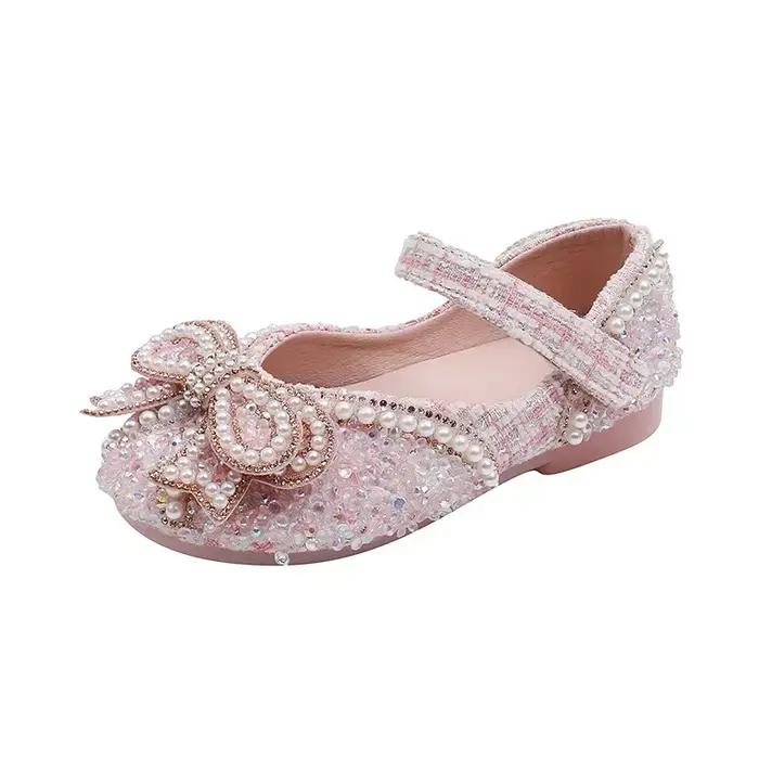 Sandales pour filles, mode, paillettes, strass, nœud, chaussures de princesse pour bébé fille, sanda