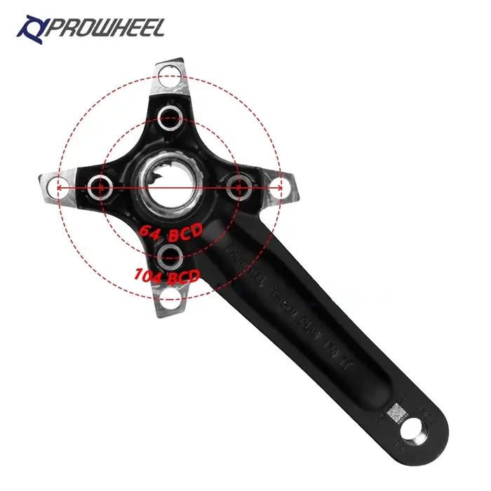 PROWHEEL-Pédalier double manivelle intégré pour vélo, bras de manivelle Hollowtech, bielles VTT, 104
