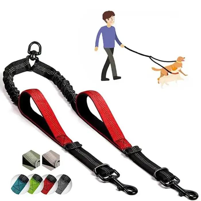 Laisse double pour chien de 1,6 à 2,9 pieds de long, attaches doubles pour l'entraînement des chiens