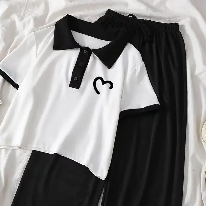 Ensembles de vêtements d'été pour adolescentes, nouveau haut tendance et pantalons à jambes larges,