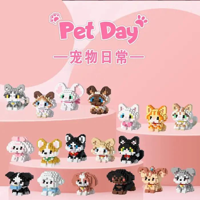 18 nouveaux poupées d'animaux chat et chien, blocs de construction éducatifs pour enfants, jouets ad