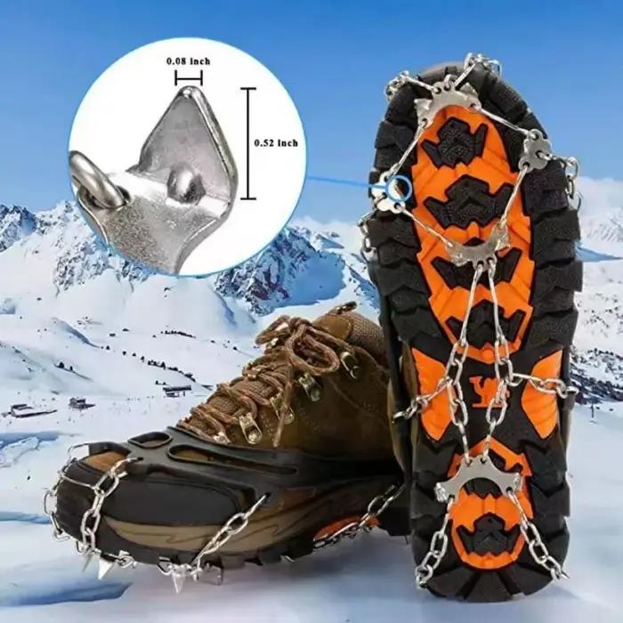 Pinces à glace en acier inoxydable 8 dents pour chaussures antidérapantes randonnée hiver occasions spéciales femmes hommes登山徒步防滑冰爪钢链攀爬