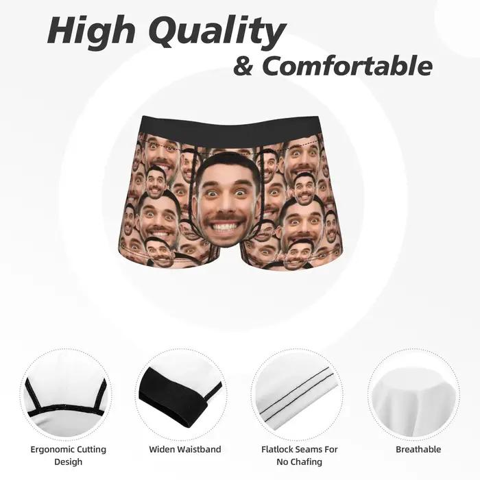 Sous-vêtements photo personnalisés pour hommes design moderne tronc respirant boxers grande taille occassions spéciales cadeau anniversaire noel